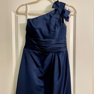 Navy, one shoulder cocktail dress
